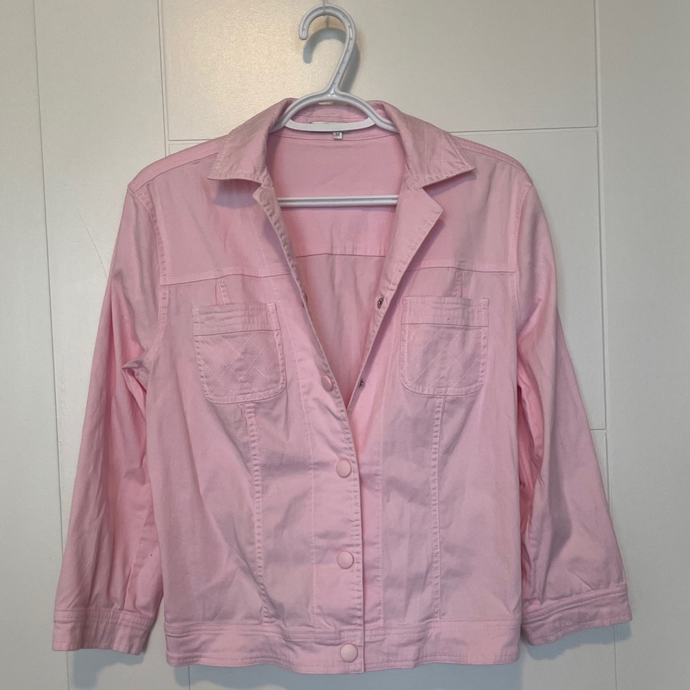 Vintage Pink Spanner Brand Snap Up Jacket wPockets